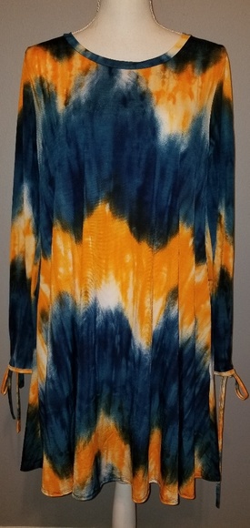 Plus Size - Orange & Blue Tye Dye Long Sleeve - Picture 6 of 6